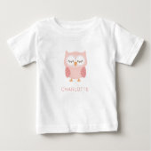 T-shirt Pour Bébé 'Chouette rose', mignon pyjama customisé (Devant)