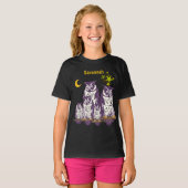 T-shirt Pour Bébé Chouettes pourpres personnalisées Lune et étoiles (Devant entier)