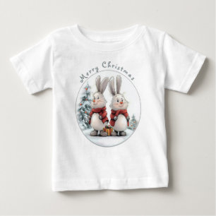 T-shirt Pour Bébé Christmas Bunny and gift, personalized