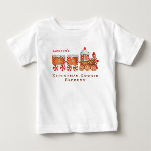 T-shirt Pour Bébé Christmas Gingerbread Cookie Train personnalisable