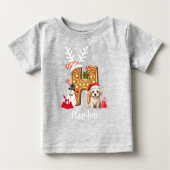 T-shirt Pour Bébé Christmas Puppy Gingerbread Nom Lettre H Boy (Devant)