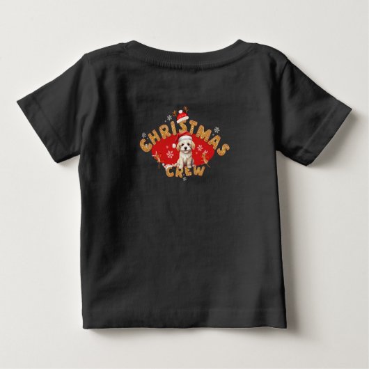 T-shirt Pour Bébé Christmas Puppy Gingerbread Nom Lettre I Boy (Dos)