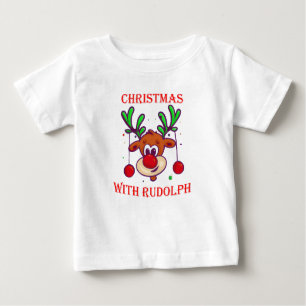 T-shirt Pour Bébé Christmas with Rudolph - Dessin de Renne de Noël