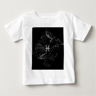 T-shirt Pour Bébé Chrome comme Pisces Zodiac Connexion Black Heveliu