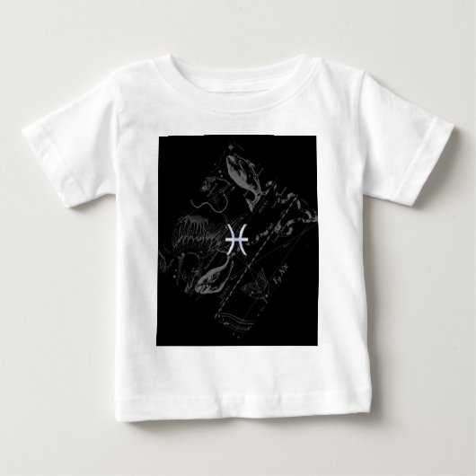 T-shirt Pour Bébé Chrome comme Pisces Zodiac Connexion Black Heveliu (Devant)