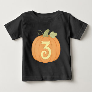 T-shirt Pour Bébé Citrouille d'automne mignon 3e anniversaire Fête