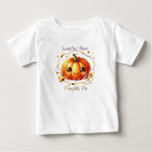 T-shirt Pour Bébé Citrouille Fleur sauvage Automne Aquarelle Anniver