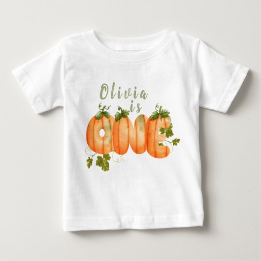 T-shirt Pour Bébé Citrouille floral 1er anniversaire automne (Devant)