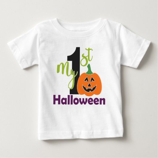 T-shirt Pour Bébé Citrouille mignon, 1er Halloween (Devant)