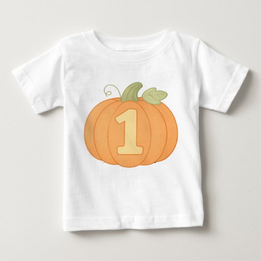 T-shirt Pour Bébé Citrouille mignon numéro un Pastel automne premier (Devant)