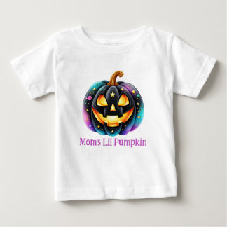 T-shirt Pour Bébé Citrouille noire personnalisable Jack o'Lantern