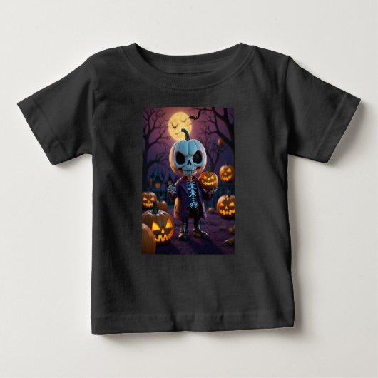 T-shirt Pour Bébé Citrouille Patch Skeleton Companion (Devant)