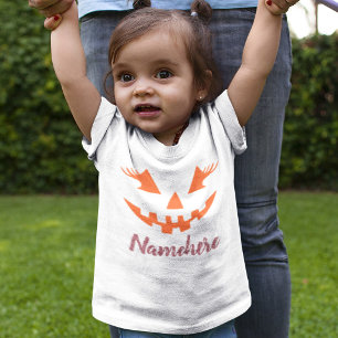 T-shirt Pour Bébé Citrouille Personnalisée Jack O Lantern Féminine H