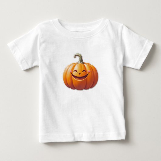 T-shirt Pour Bébé Citrouille souriant mignon - Caractère automne amu (Devant)
