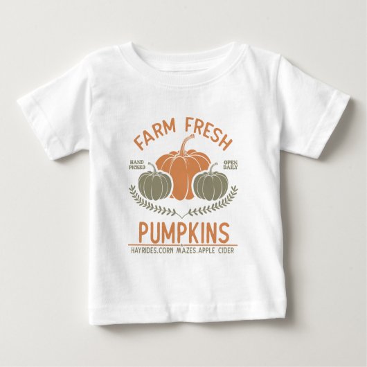 T-shirt Pour Bébé Citrouilles frais de ferme | Main saisie (Devant)