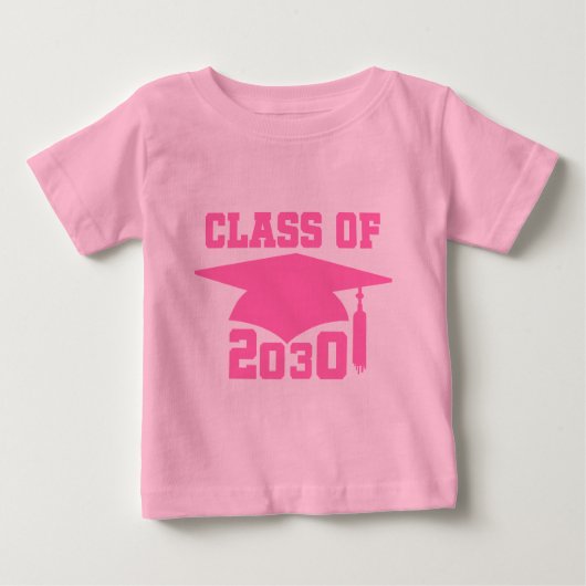 T-shirt Pour Bébé Classe de casquette rose du diplômé 2030 (Devant)