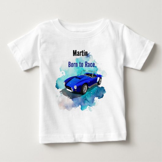 T-shirt Pour Bébé Classic Retro Blue Sports Voiture Anniversaire Ave (Devant)