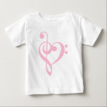 T-shirt Pour Bébé Clé en Assiette Rose & Basse Clé Coeur<br><div class="desc">Le design parfait pour les mélomanes.</div>