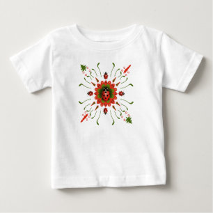 T-shirt Pour Bébé Coccinelle de Noël Rouge Blanc Vert