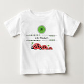 T-shirt Pour Bébé Coccinelles ajouter nom noir et vert (Devant)