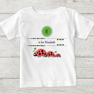 T-shirt Pour Bébé Coccinelles ajouter nom noir et vert