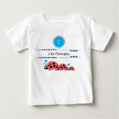 T-shirt Pour Bébé Coccinelles ajoutez nom noir et bleu (Devant)