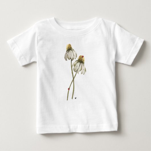 T-shirt Pour Bébé Coccinelles rouges sur image d'Echinacea (Devant)