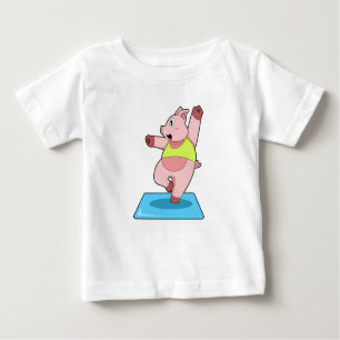 T-shirt Pour Bébé Cochon au yoga Fitness