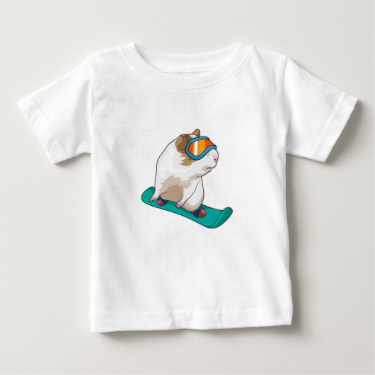 T-shirt Pour Bébé Cochon de Guinée Snowboard Snowboard (Devant)