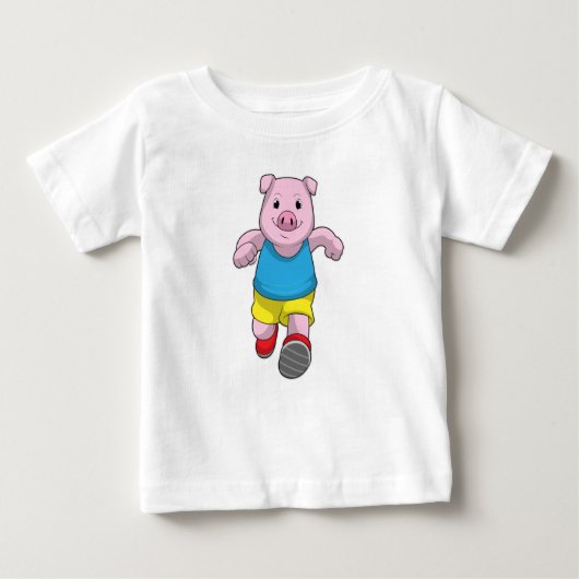 T-shirt Pour Bébé Cochon en tant que coureur à l'exécution (Devant)