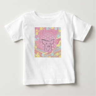 T-shirt Pour Bébé cochon, fleur de vie, rose, mandala, zen, chakra,