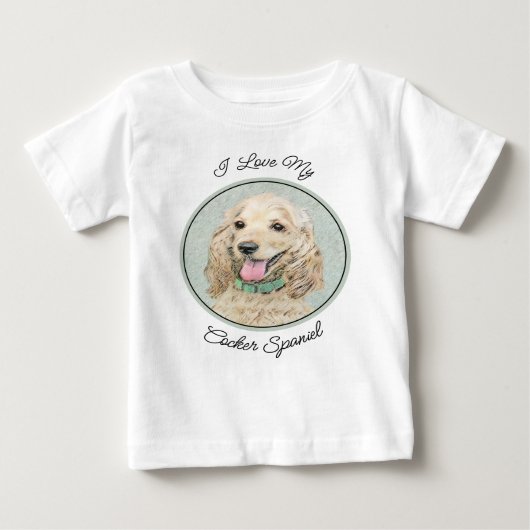T-shirt Pour Bébé Cocker Spaniel Buff Peinture - Art Chien original (Devant)