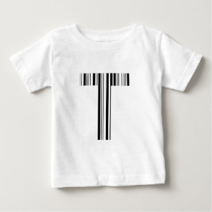T-shirt Pour Bébé CODE À BARRES DE LA LETTRE T Première initiale Mod