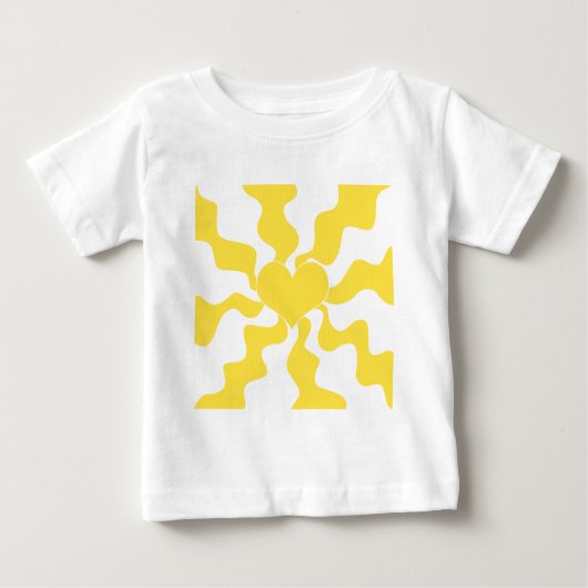 T-shirt Pour Bébé Coeur - Citron jaune et blanc (Devant)