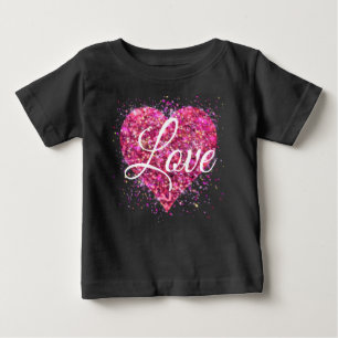 T-shirt Pour Bébé Cœur d'amour scintillant rose