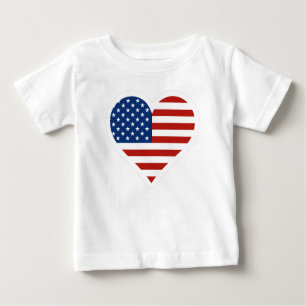 T-shirt Pour Bébé Coeur de drapeau des USA