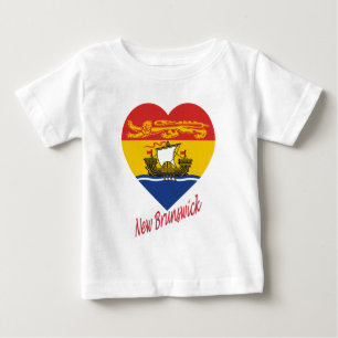 T-shirt Pour Bébé Coeur de drapeau du Nouveau Brunswick avec le nom