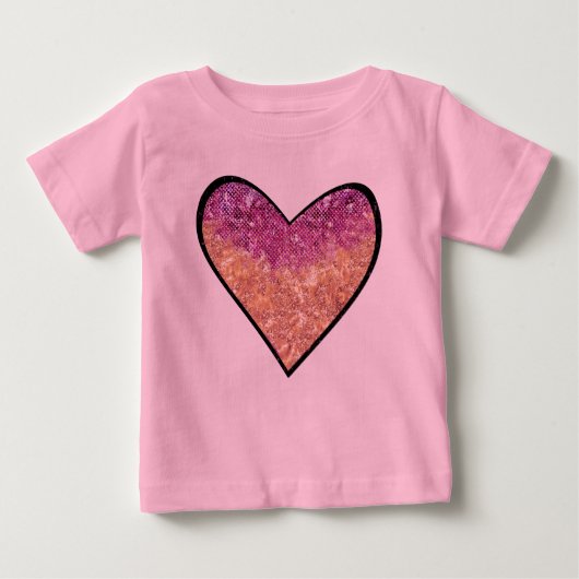 T-shirt Pour Bébé Coeur de Parties scintillant rose et or Faux (Devant)