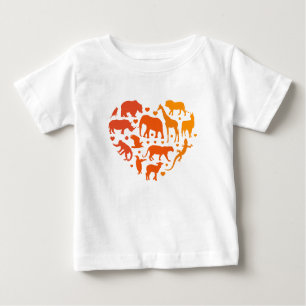 T-shirt Pour Bébé Coeur des animaux, Cadeau pour les amoureux des an