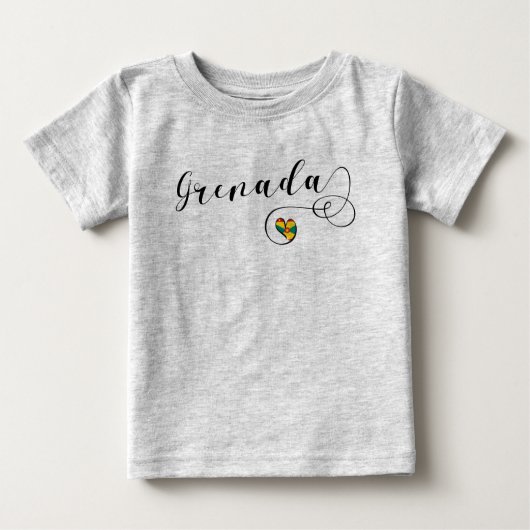 T-shirt Pour Bébé Coeur du drapeau de la Grenade, Grenade (Devant)