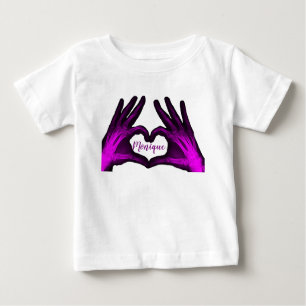 T-shirt Pour Bébé Coeur pourpre de rayon X de main