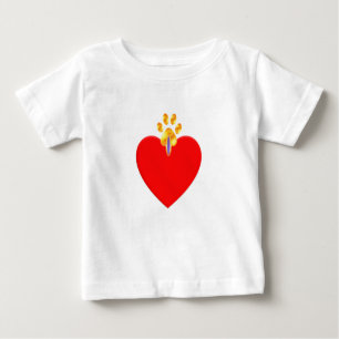 T-shirt Pour Bébé Coeur rouge et patte dorée