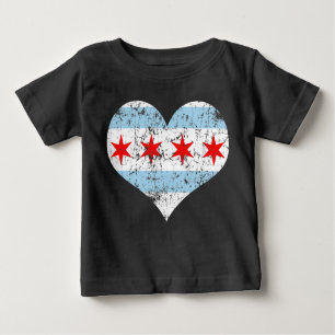 T-shirt Pour Bébé Coeur vintage de drapeau de Chicago