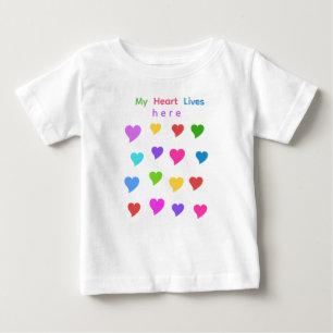 T-shirt Pour Bébé Cœurs colorés personnalisés pour enfants et adulte