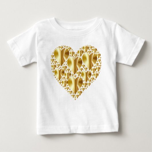 T-shirt Pour Bébé Coeurs dorés brillants (Devant)