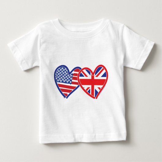 T-shirt Pour Bébé Coeurs du drapeau américain/Union Jack (Devant)