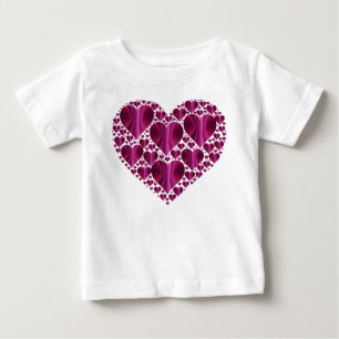 T-shirt Pour Bébé Cœurs Fuchsia Brillants