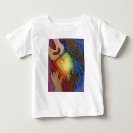 T-shirt Pour Bébé Coeurs & Mains Aimer Diversité Art Custom Chemise (Devant)