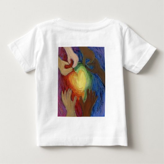 T-shirt Pour Bébé Coeurs & Mains Aimer Diversité Art Custom Chemise (Dos)