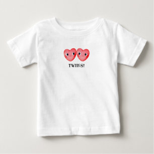 T-shirt Pour Bébé Cœurs Petits Jumeaux